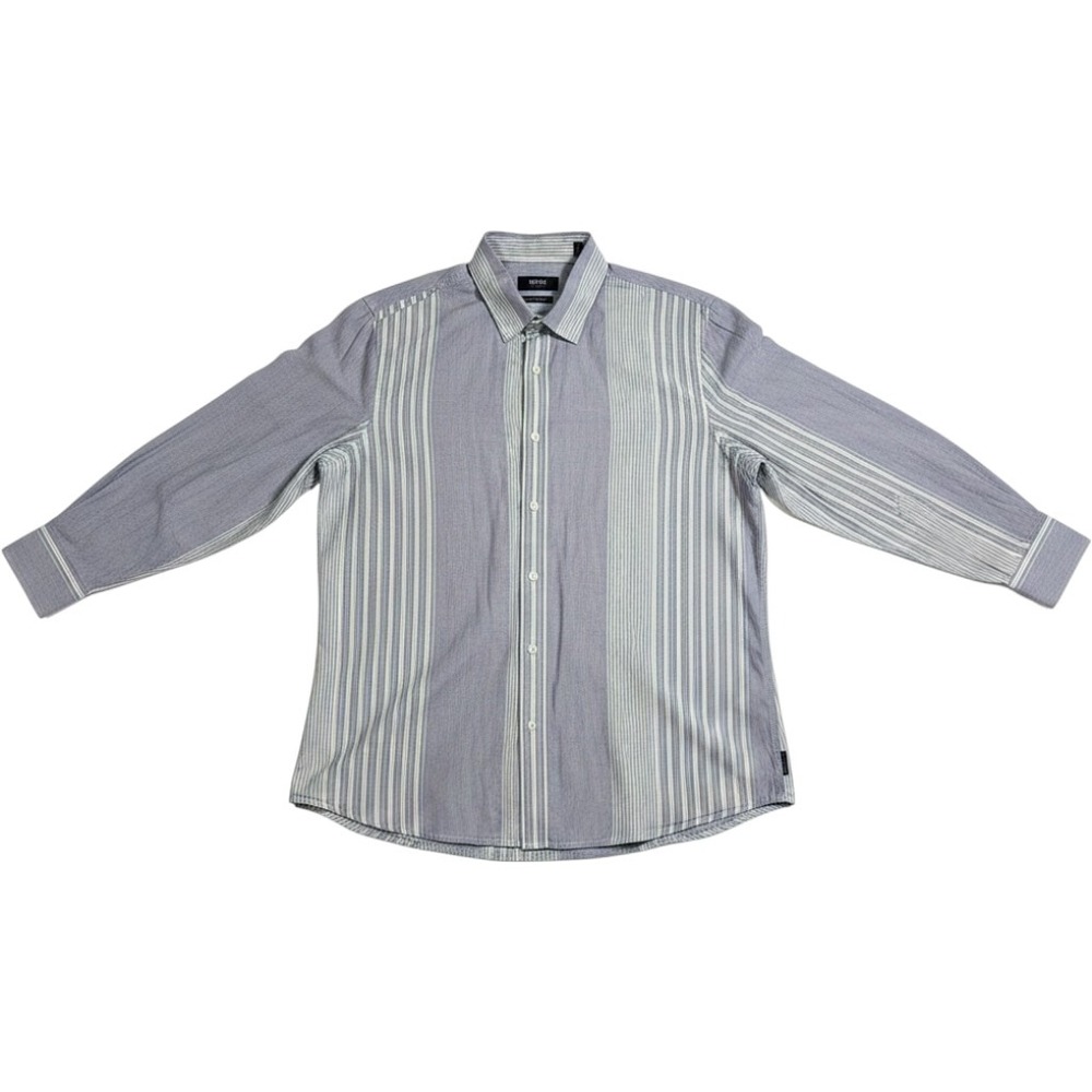 Perry Ellison Fit Men's Button Down Shirt Long Sleeve Size XL Blue Striped